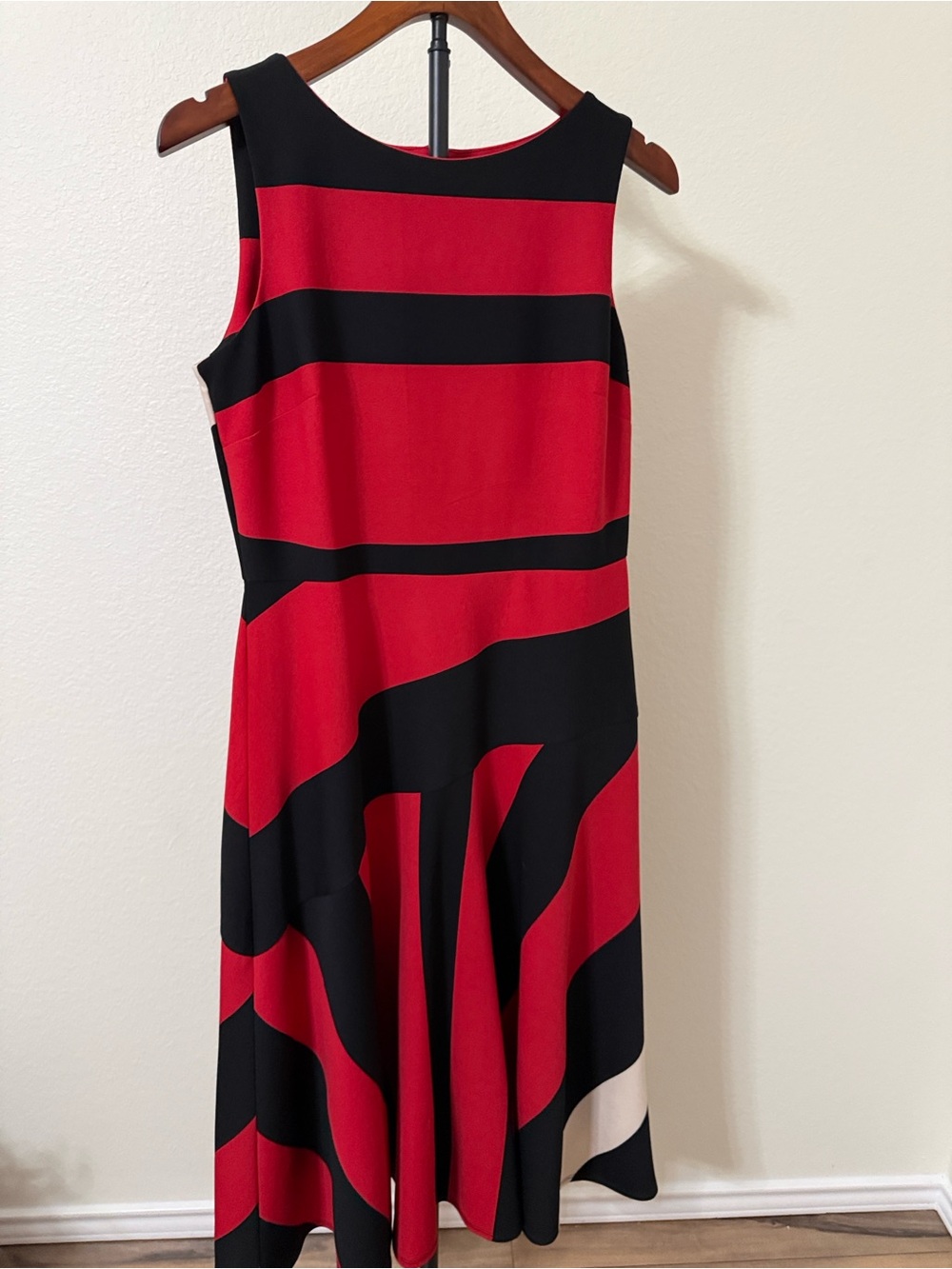 Danny & Nicole Bold Red and Black Striped Fit-and-Flare Dress